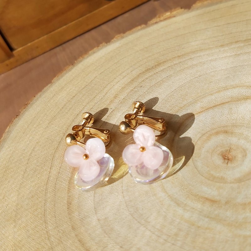 压克力花片 耳环耳针耳夹 镀金 生日礼物 - 耳环/耳夹 - 压克力 粉红色