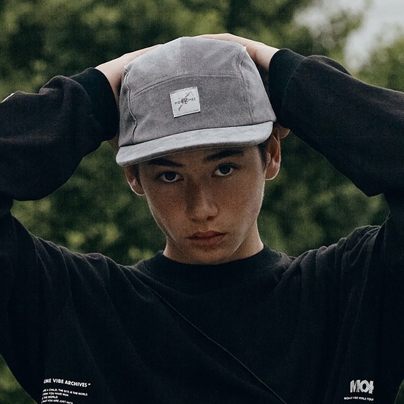 MOKACME ACC CAMPCAP 灯芯绒五叶弯檐帽 3M反光运动户外 - 帽子 - 聚酯纤维 灰色