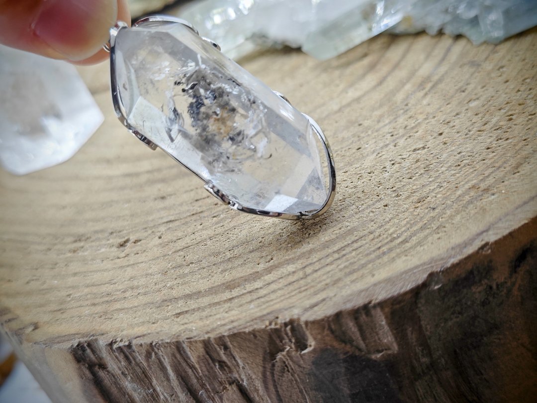 天然闪灵钻吊饰|925银|水胆流沙 - 项链 - 水晶 