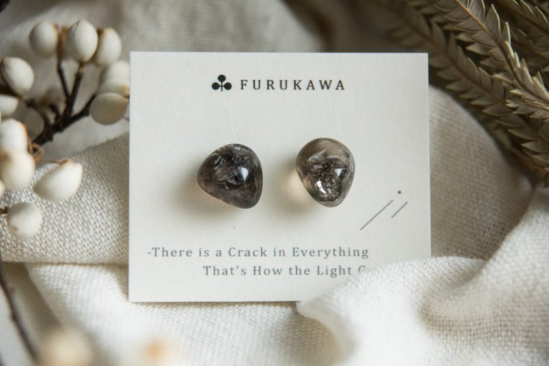 CRACK | 矿物系耳环 |  EARRINGS - 耳环/耳夹 - 玉石 黑色