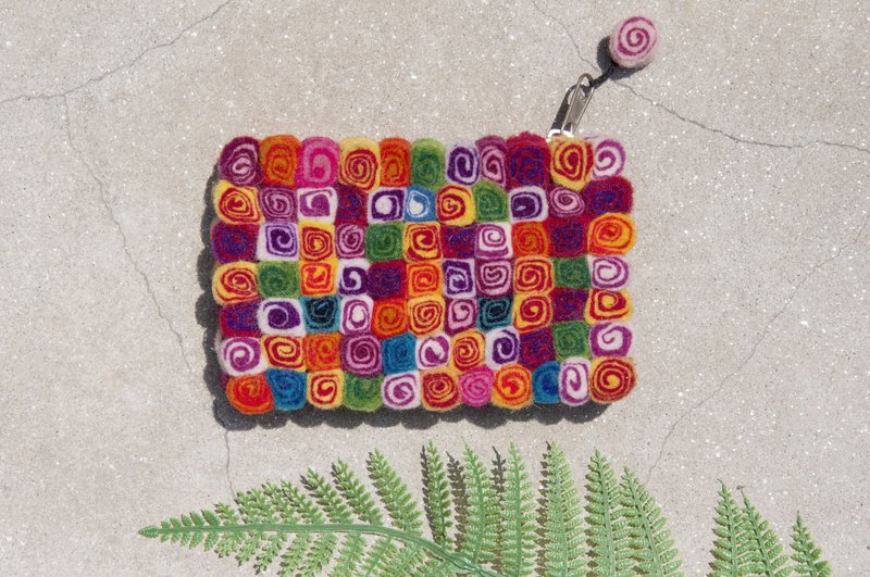 羊毛毡小物袋/羊毛毡收纳袋/零钱包/悠游卡套/羊毛毡钱包-糖果色 - 零钱包 - 羊毛 多色