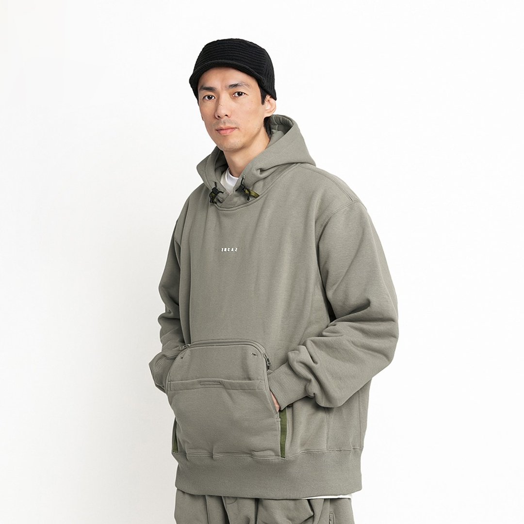 Tool Bag Hoodie工具袋针织连帽卫衣大学T 黑色/月桂色 多口袋 - 中性连帽卫衣/T 恤 - 棉 