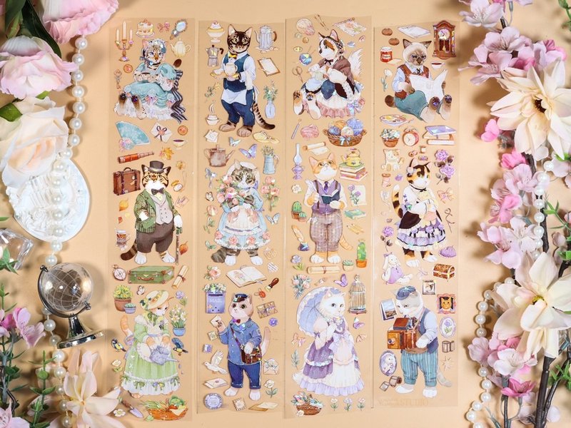 喵镇生活 贝壳光 PET 和纸 胶带 可爱猫咪小动物和紙膠帶手帐拼贴 - 纸胶带 - 塑料 