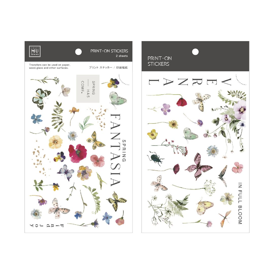 【Print-On Stickers 转印贴纸】no.240-虫呜春花 | 花草系列 - 贴纸 - 其他材质 绿色