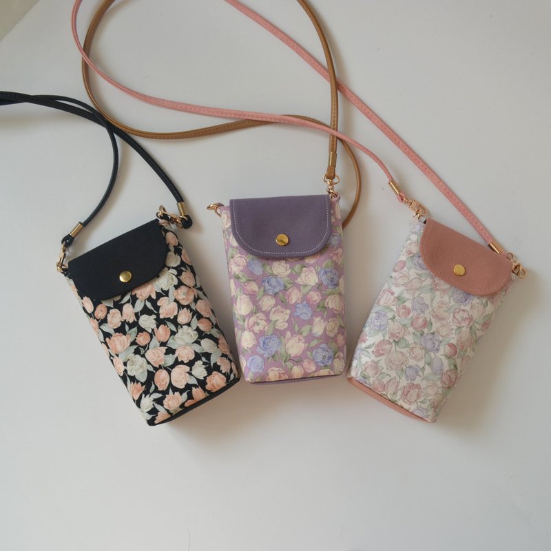 郁金香/手工包包/侧背包/手机包 - 侧背包/斜挎包 - 棉．麻 