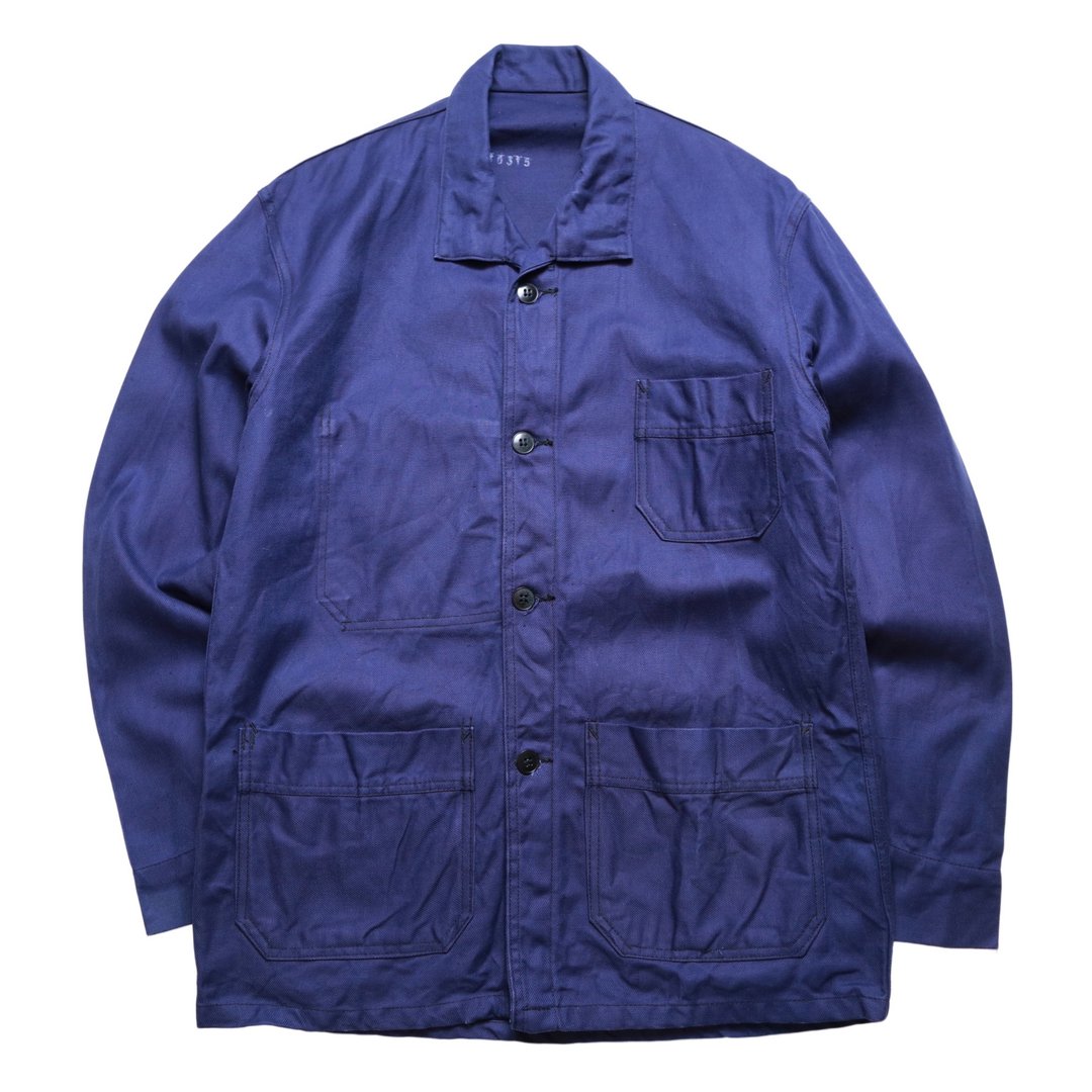 1970s 蓝色法国工装外套 斜纹布 French work jacket - 男装外套 - 棉 蓝色