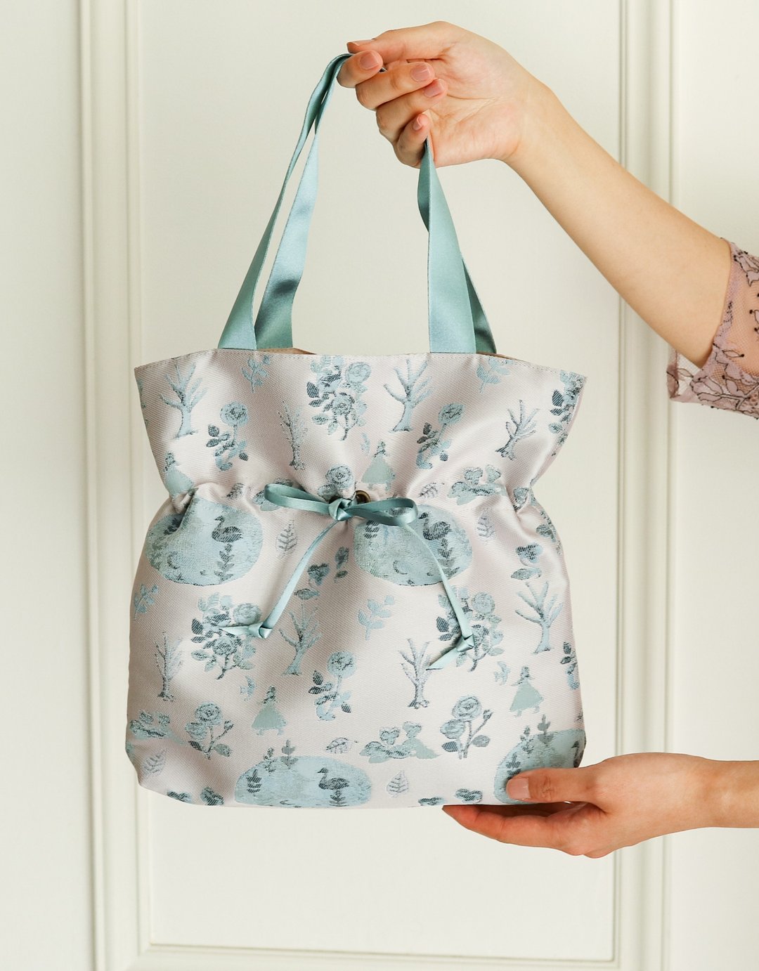 Original jacquard fabric tote bag-Blue Rose Forest - 手提包/手提袋 - 其他材质 蓝色