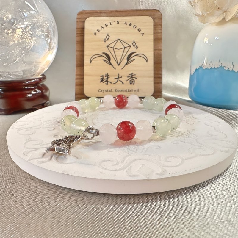 花语初绽 粉晶・草莓晶・葡萄石・925纯银 - 手链/手环 - 水晶 多色