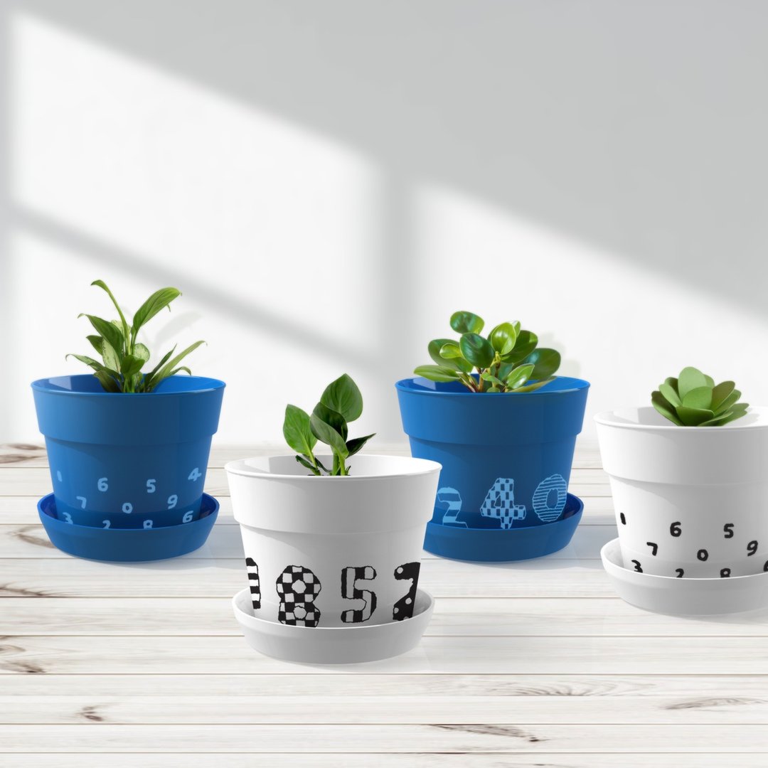 【Pinkoi x SOU・SOU】红A小花盆(一套四件)(台港澳限定) - 植栽/盆栽 - 塑料 蓝色