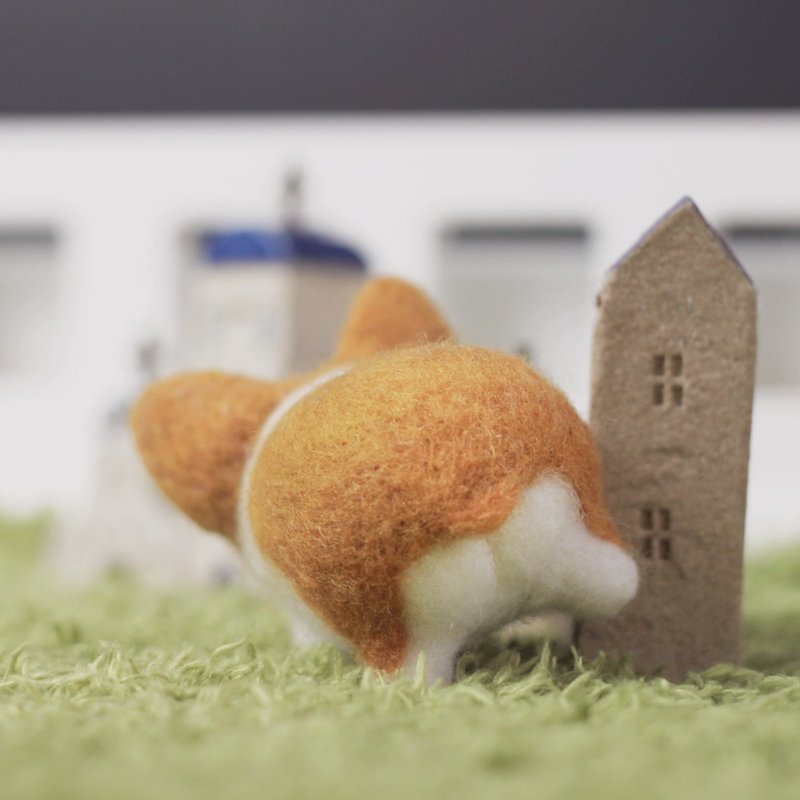 圆滚滚吐舌柯基羊毛毡钥匙圈材料包 圣诞礼物(附影片教学) - 编织/刺绣/羊毛毡/裁缝 - 羊毛 橘色