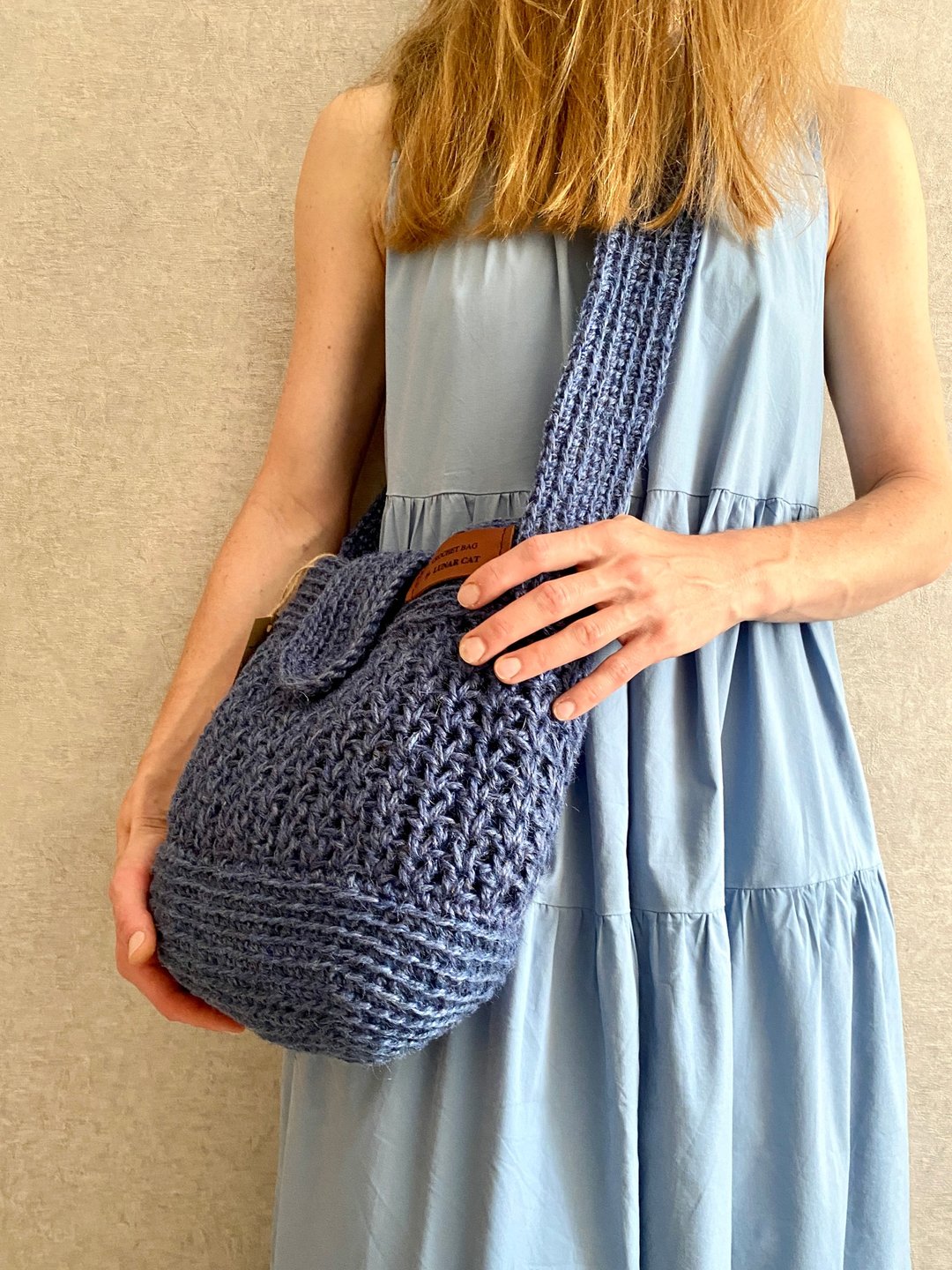 Crochet Jute Bag L size, Crossbody Bag, Crochet Shoulder Jute Bag, Reusable Bag - 手提包/手提袋 - 环保材料 多色