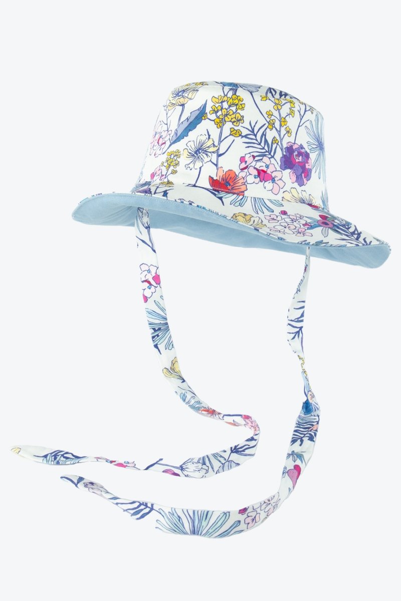 【波丽印花】水嘎咪咪帽帽 两用帽 防晒渔夫帽  附绑带 淡水色 - 帽子 - 棉．麻 蓝色