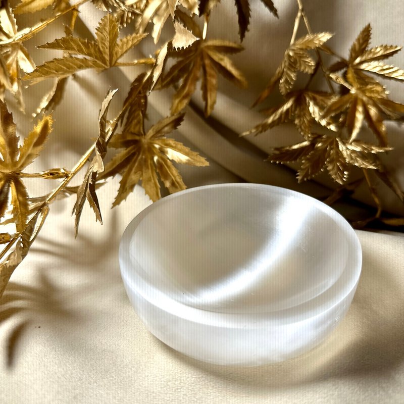 透石膏碗 | 消磁净化能量充电 - 手链/手环 - 水晶 白色