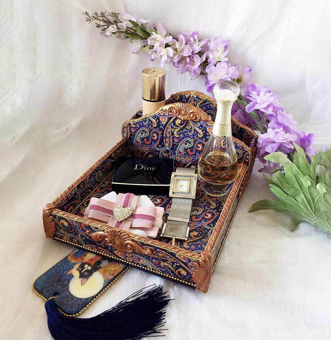 Kitchen decor,Cosmetics holder,vintage organizer,Desk organizer,farmhouse decor - 收纳用品 - 木头 蓝色
