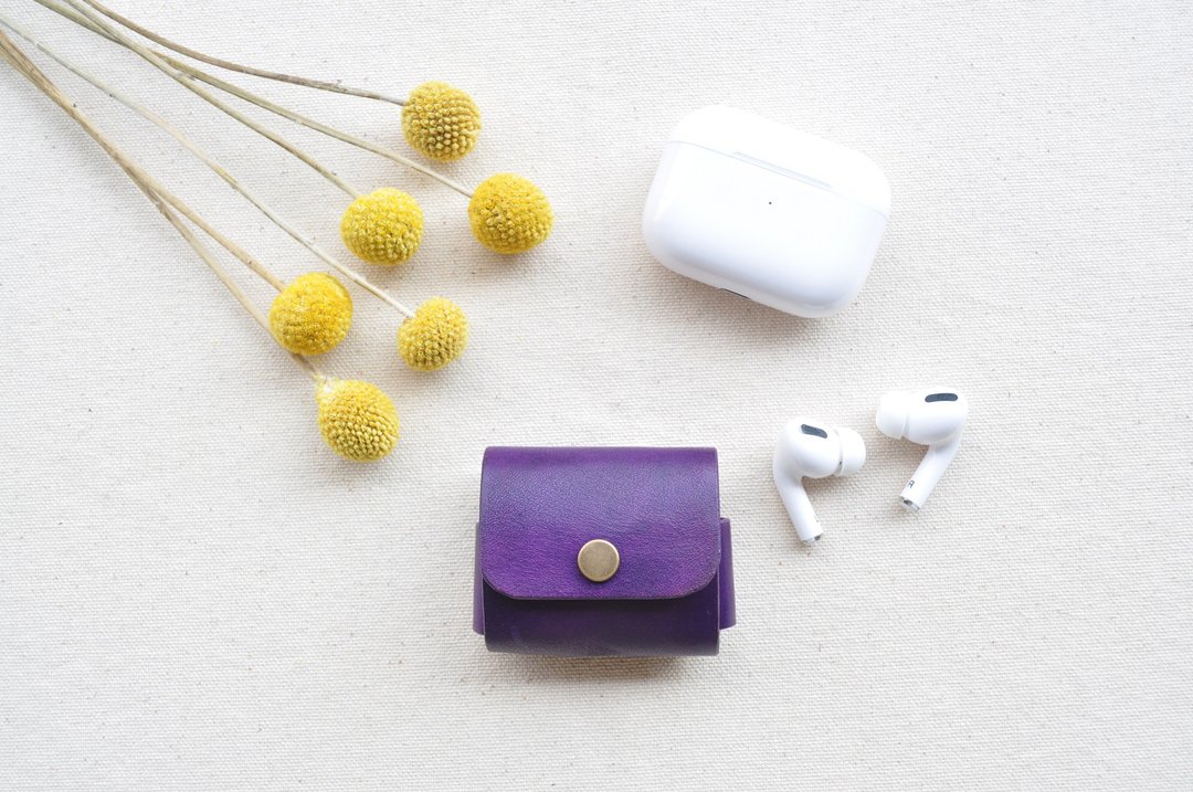 AirPods Pro皮革保护套-葡萄紫 - 耳机收纳 - 真皮 
