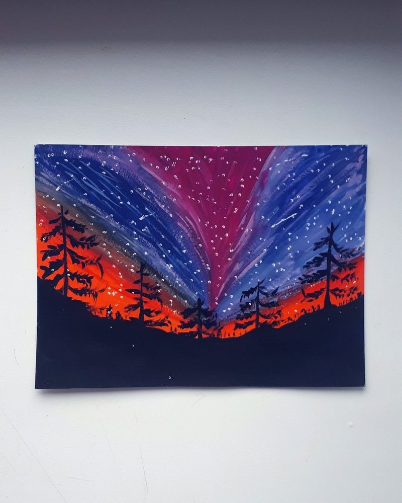 北极光北方灯光艺术品风景北方风景画 - 墙贴/壁贴 - 纸 多色