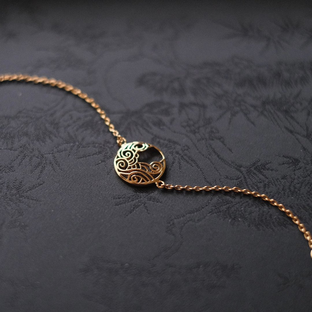 Emerald Gift。拈翠-法国制18K包金手链-绝版 - 手链/手环 - 玉石 金色