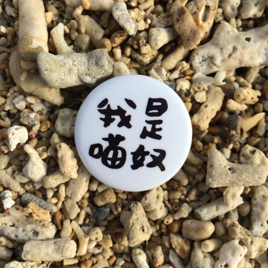我是猫奴 万万岁 马口铁徽章 (小)  Cat lover Tinplace badge - 徽章/别针 - 塑料 黑色