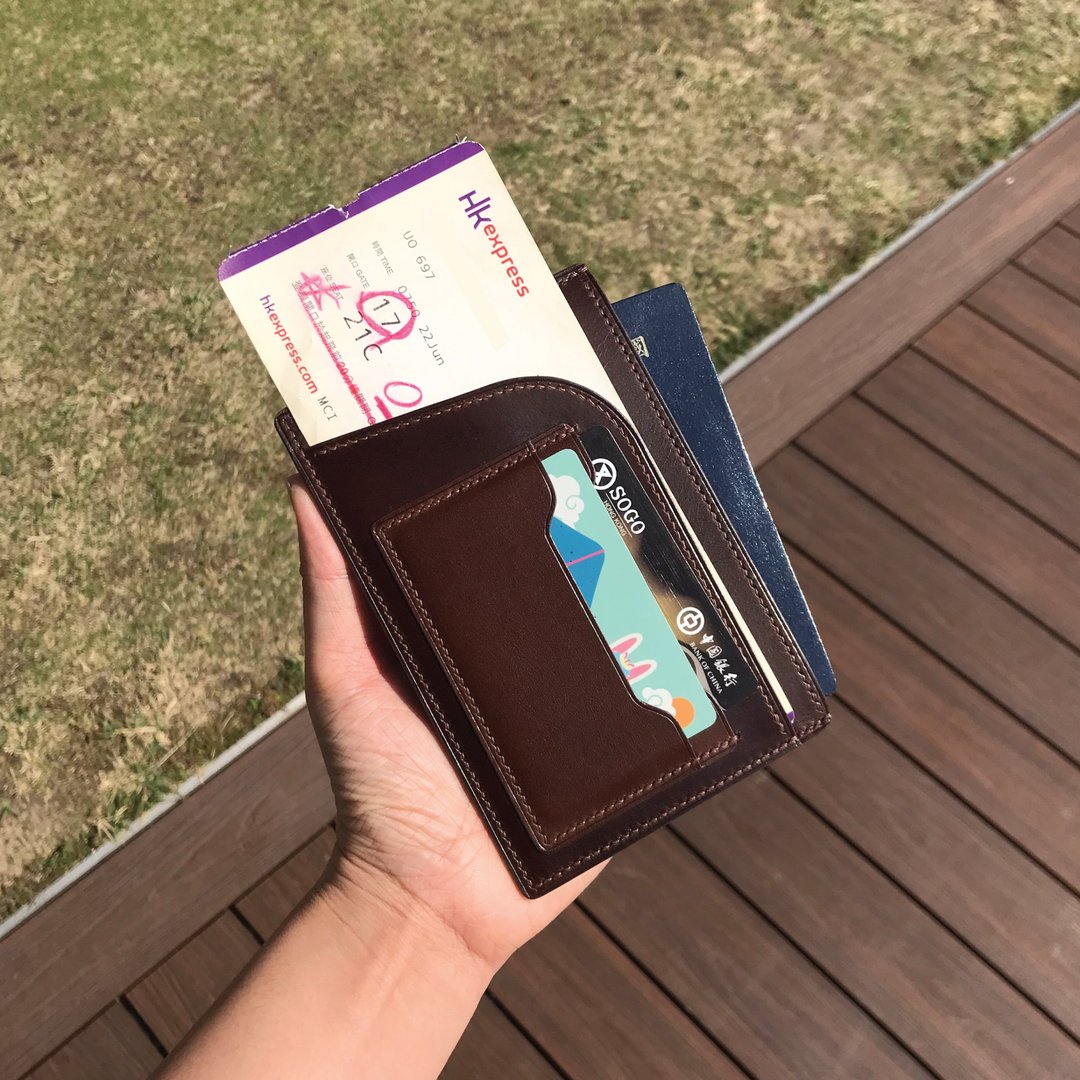 深啡色植鞣牛皮 真皮护照套 全手工护照夹 极简设计 多色选择 - 护照夹/护照套 - 真皮 咖啡色