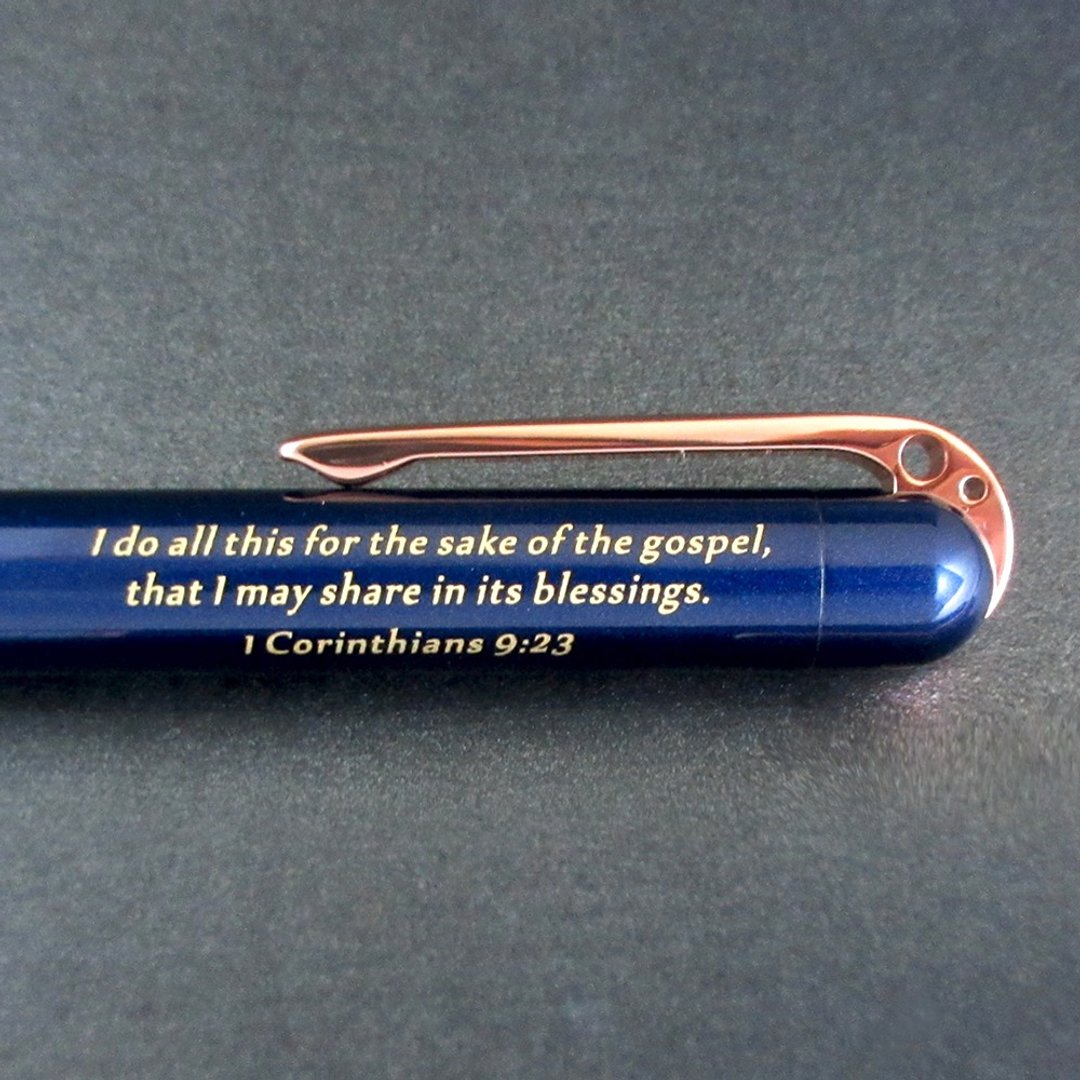 【限量款】Faith 信实 【隽永蓝Blue Note】1 Corinthians 9:23 - 圆珠笔/中性笔 - 铜/黄铜 