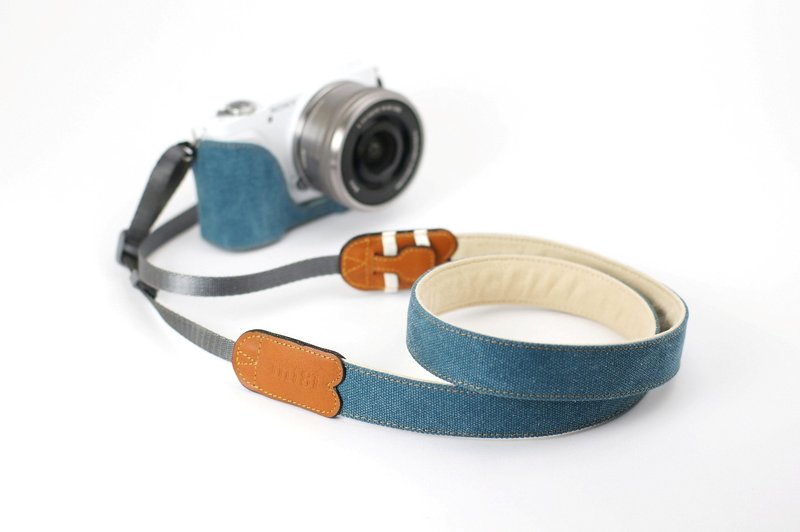 相机背带 活力牛仔 - 相机背带/脚架 - 棉．麻 蓝色