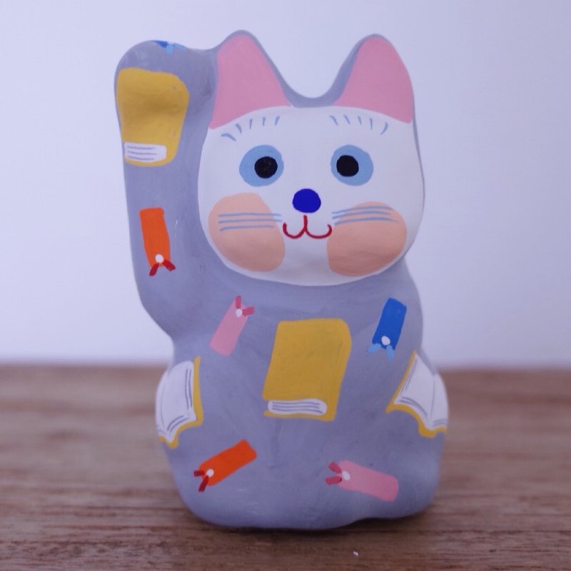 Lucky Cat Book / bookmark pattern right hand beckoning - 玩偶/公仔 - 纸 