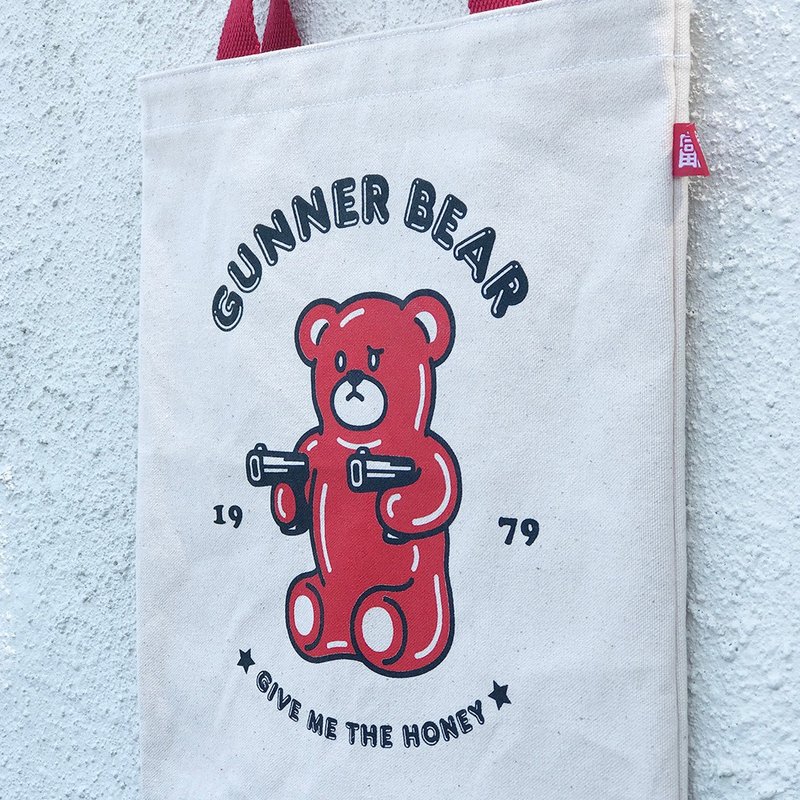 甘乐熊帆布袋 / 绢印 / 手工制作 - 手提包/手提袋 - 棉．麻 