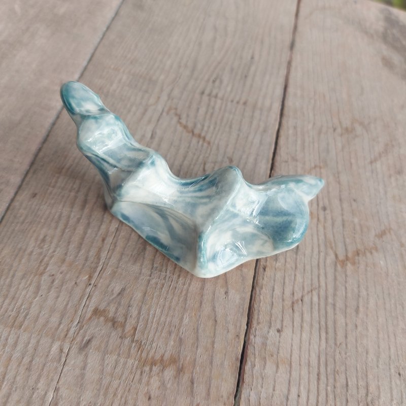 【水色羽骨】筷架　吊饰 - 筷子/筷架 - 陶 蓝色