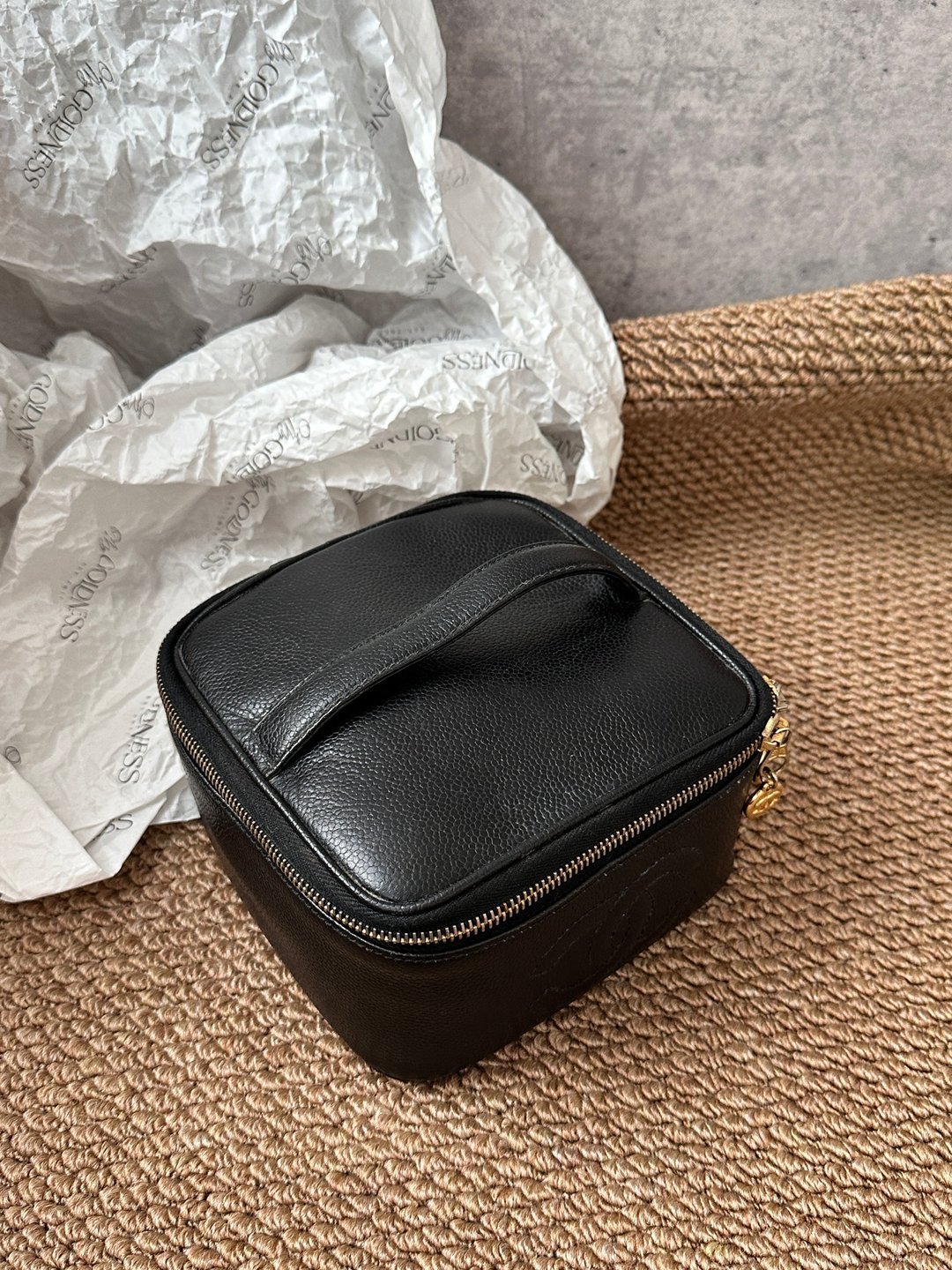 中古包 Chanel 香奈儿 黑色荔枝牛皮 Vanity - 化妆包/杂物包 - 真皮 黑色