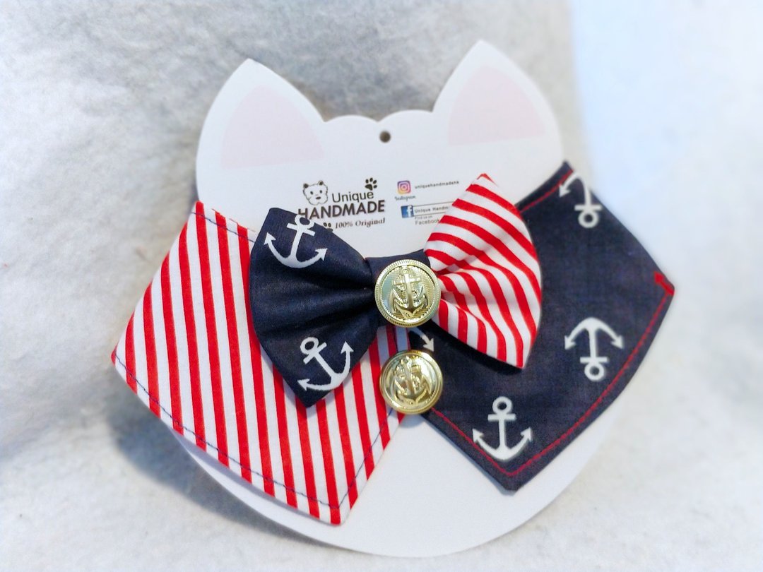 Two tone 双色 小背心 煲呔造型颈饰 颈项 collar - 衣/帽 - 棉 蓝色