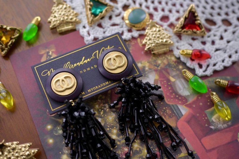 独家货品  复古感 流苏耳环 圣诞礼物 - 耳环/耳夹 - 其他人造纤维 黑色