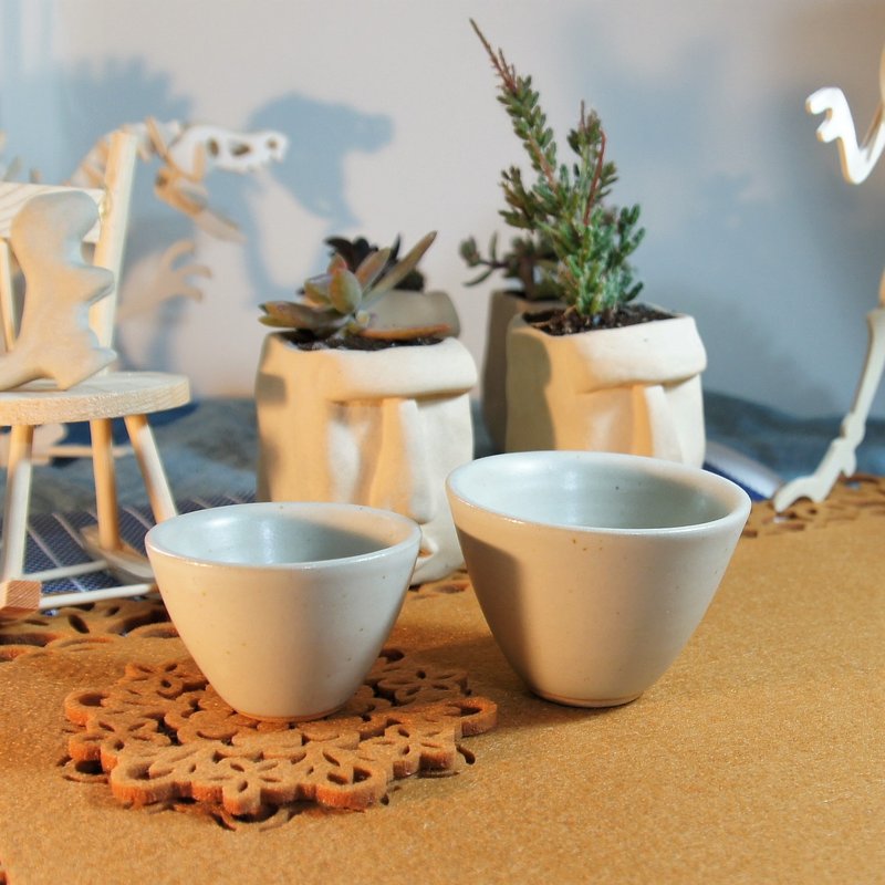 米白茶杯,咖啡杯-容量约90,50ml - 茶具/茶杯 - 陶 白色