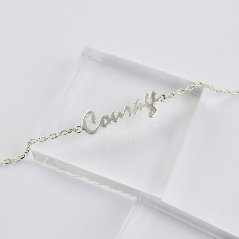 英文姓名文字手链 定制化文字 925纯银 - 手链/手环 - 纯银 银色