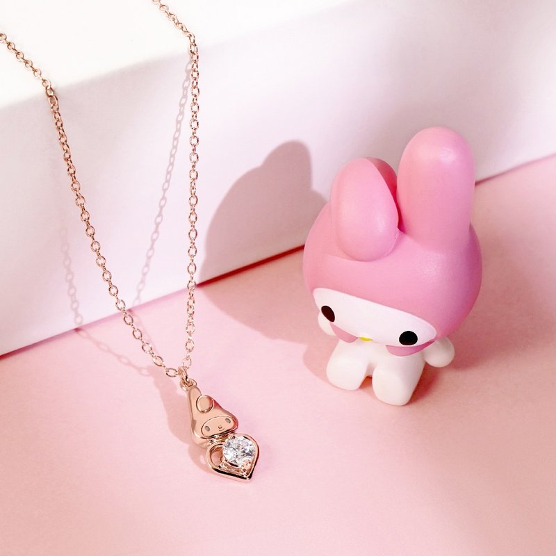 【定制化礼物】My Melody & Me 系列-美乐蒂诞生石纯银项链 - 项链 - 纯银 粉红色