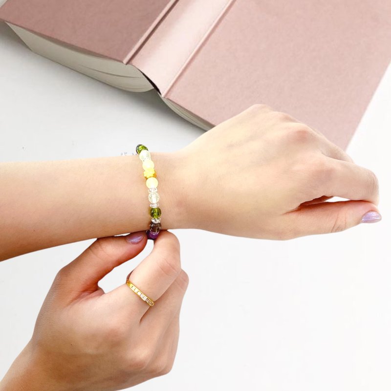 限量优惠 橄榄石 柠檬石 薰衣草紫晶 查晶 黄金 天然水晶手串 - 手链/手环 - 水晶 