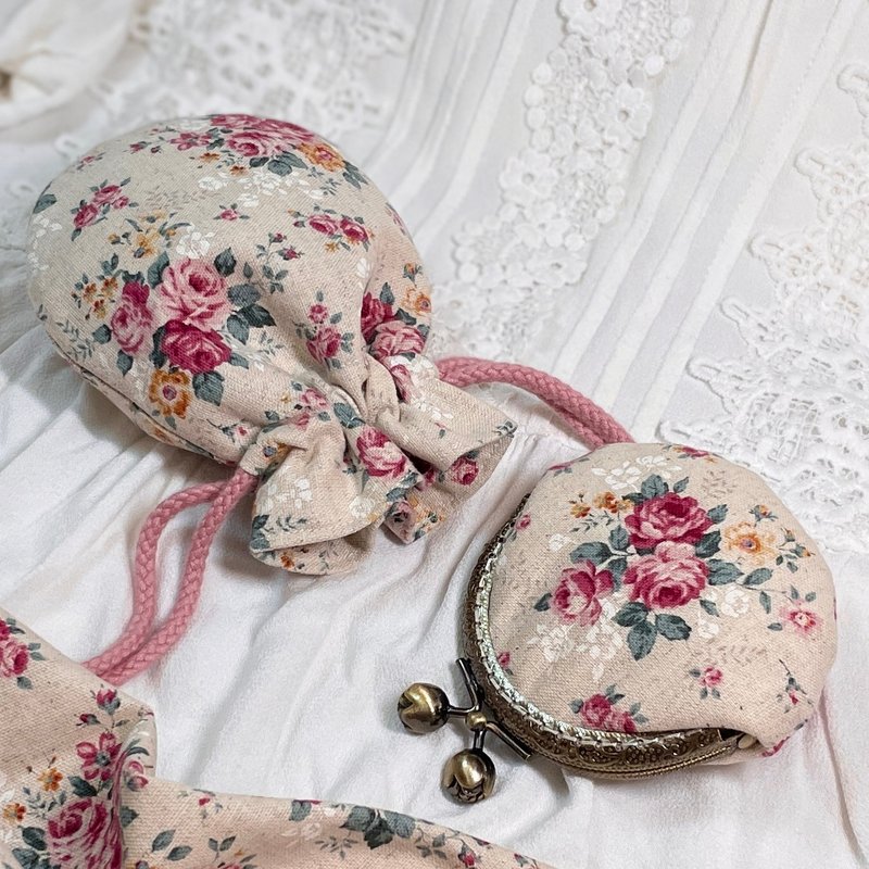 【萝洁塔的信物】现货/日本布口金包/束口包/印鉴包/零钱包/收纳 - 零钱包 - 棉．麻 卡其色