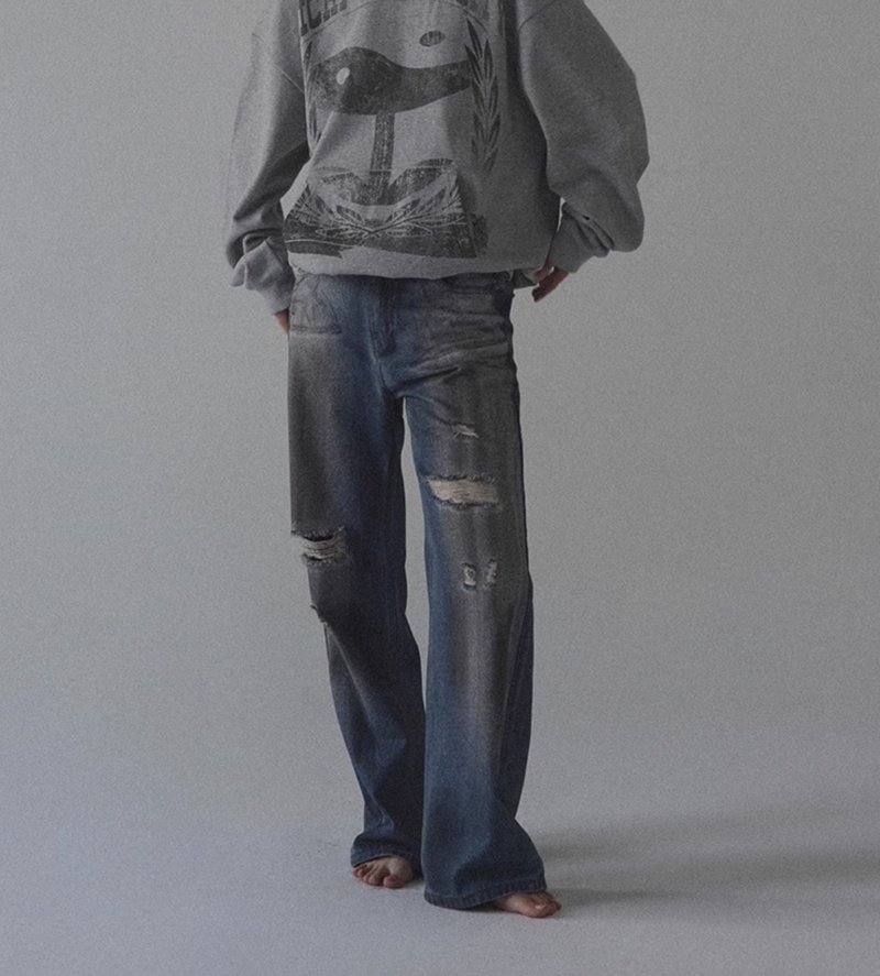 Stained Jeans 遗失的ID CARD 污渍牛仔裤 - 中性裤装 - 其他材质 蓝色