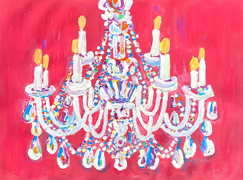 古董枝形吊灯 纸上丙烯画 野兽派 抽象艺术 超现实主义 - 墙贴/壁贴 - 纸 