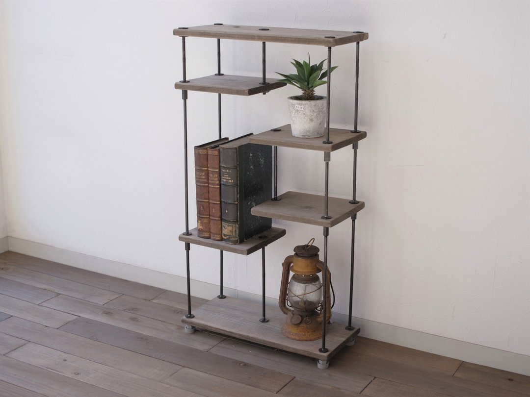 木铁架子 wood iron shelf 650*400*180 Grayish Color - 其他家具 - 木头 卡其色