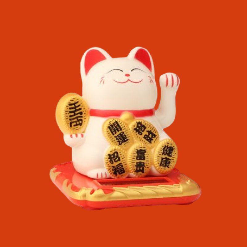 保庇BOBEE 中国太阳能招财猫 2.5寸太阳能摇手招财猫 - 招财白 - 摆饰 - 其他金属 白色