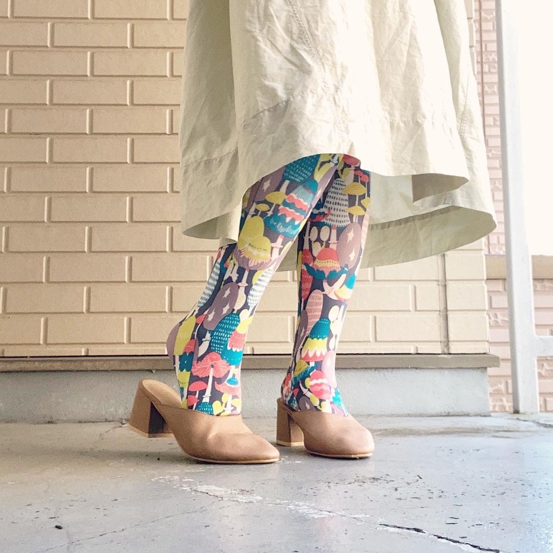 Coprinus comatites / pattern tights / pattern tights, fashion, mushroom tights, textured stocking - 丝袜 - 聚酯纤维 多色