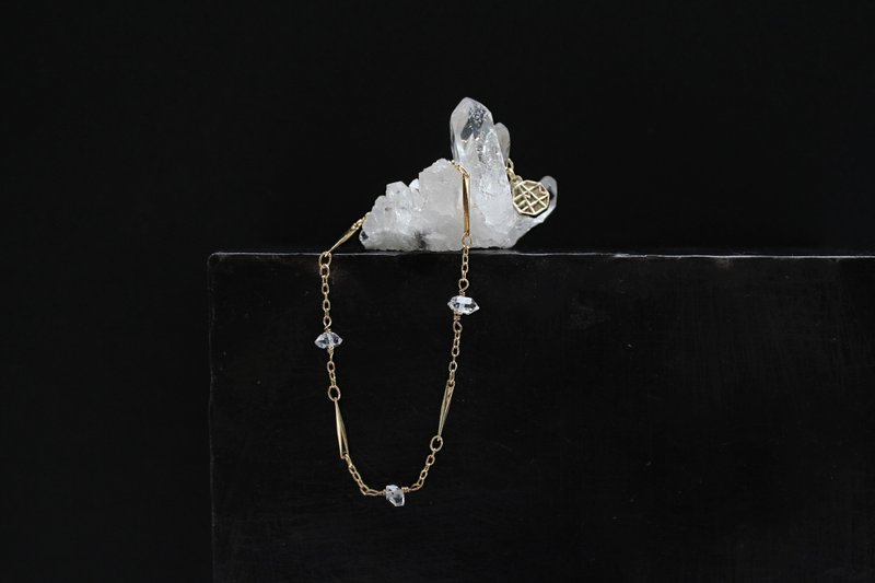 澈 | Herkimer Diamond赫基蒙22k镀金裸感手链 - 手链/手环 - 水晶 白色
