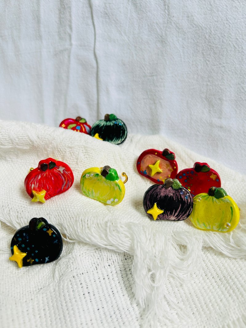 手作石塑黏土苹果戒指 | 圣诞氛围日常穿搭必备独一无二疗愈饰品 - 戒指 - 其他材质 