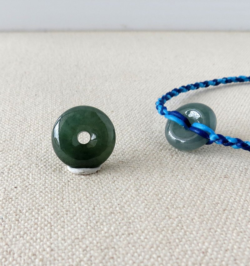 本命年【幸运·平安】平安扣翡翠蚕丝蜡线手链*四股编*BJ01*招财 - 手链/手环 - 其他金属 绿色