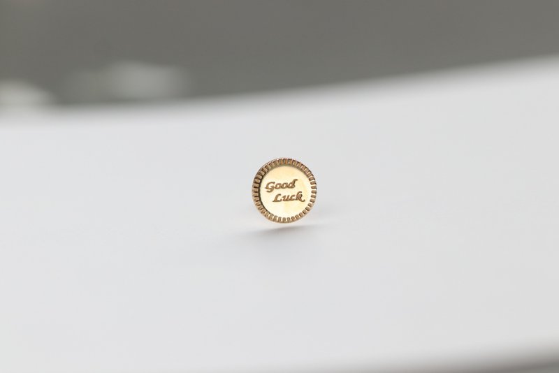 14K Good Luck Piercing 好运圆锁珠耳环(单个)耳骨 耳窝 不退色 - 耳环/耳夹 - 贵金属 金色
