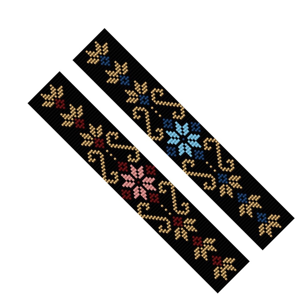 Flower bead loom bracelet pattern Beading Beadwork Cuff Beadweaving Floral PDF - 手工艺教程/工具书 - 其他材质 