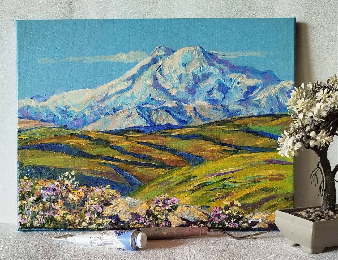 山景油画，画布材质 - 原创艺术 - 风景油画 - 墙贴/壁贴 - 其他材质 多色