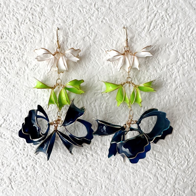 以花朵为灵感的金属丝配件 - 耳环/耳夹 - 其他金属 