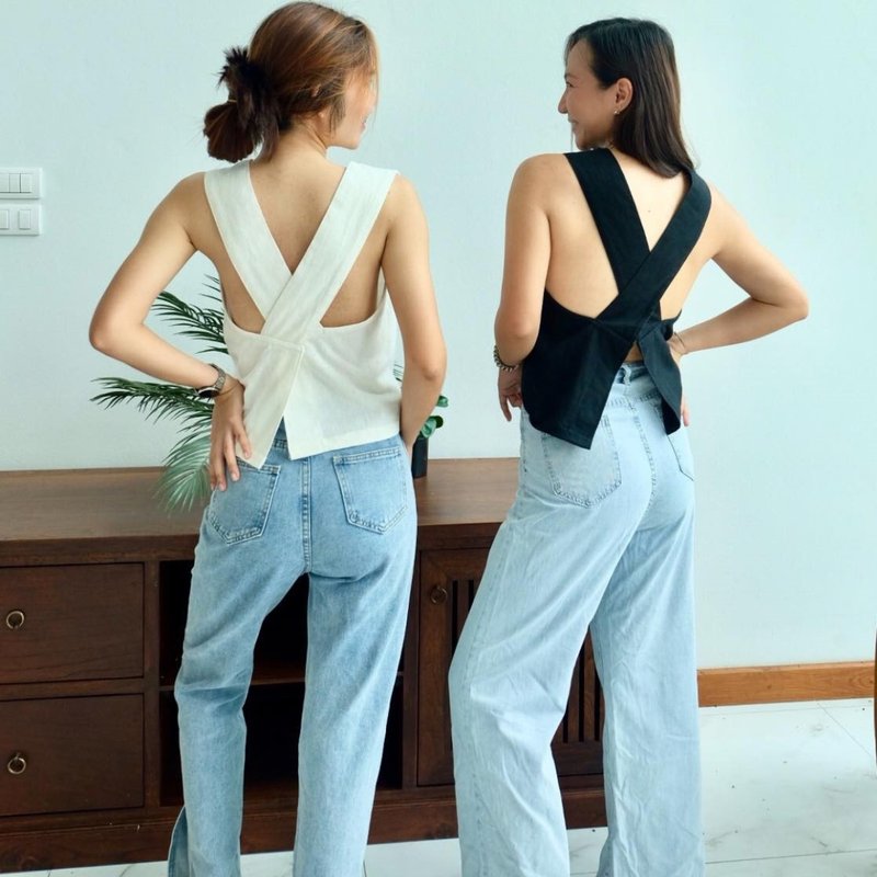 棉质衣服，削肩。 - 女装上衣 - 棉．麻 多色