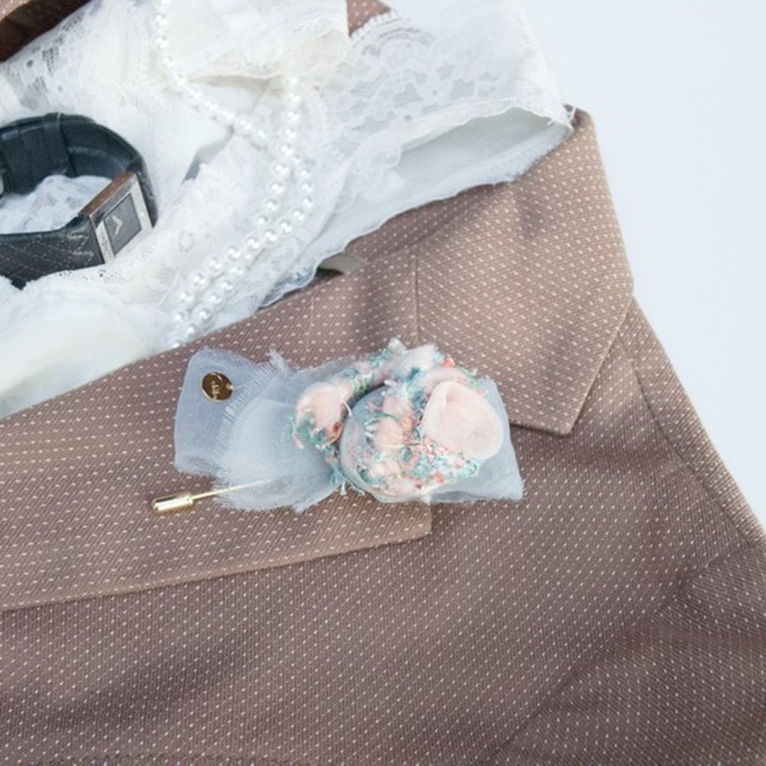 Couture Corsage | Tweed Modern Rose | clair - 胸花/手腕花 - 聚酯纤维 蓝色